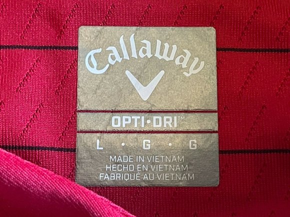 Callaway OptiDri Mens Short Sleeve Polo Shirt SZ Large Red Black Stripe Stretch - Picture 6 of 7